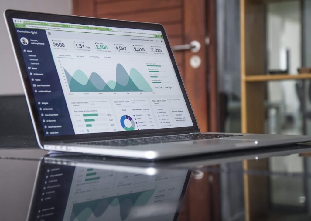 Analytics dashboard interface on a laptop