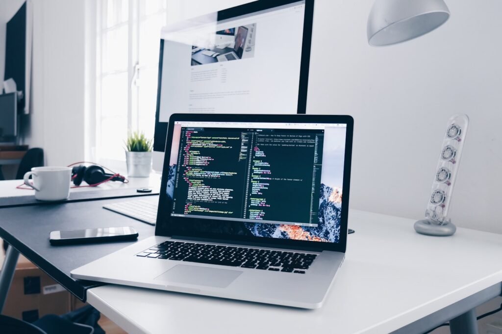 Marketing landing page visual design on a laptop